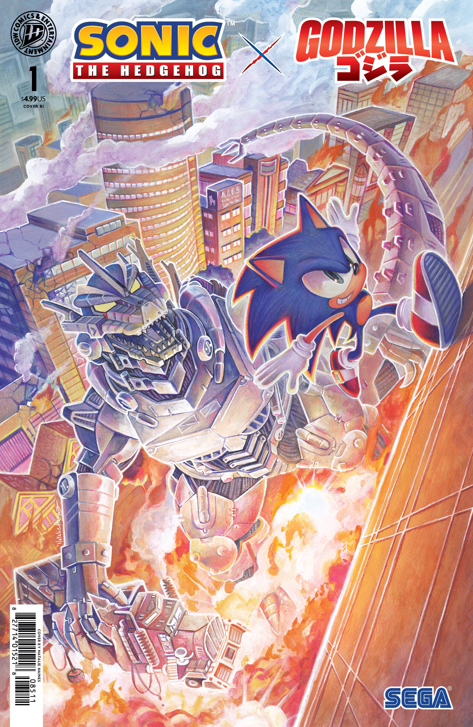 Sonic the Hedgehog x Godzilla #1 Variant RI (1:25) Foil (Haines)