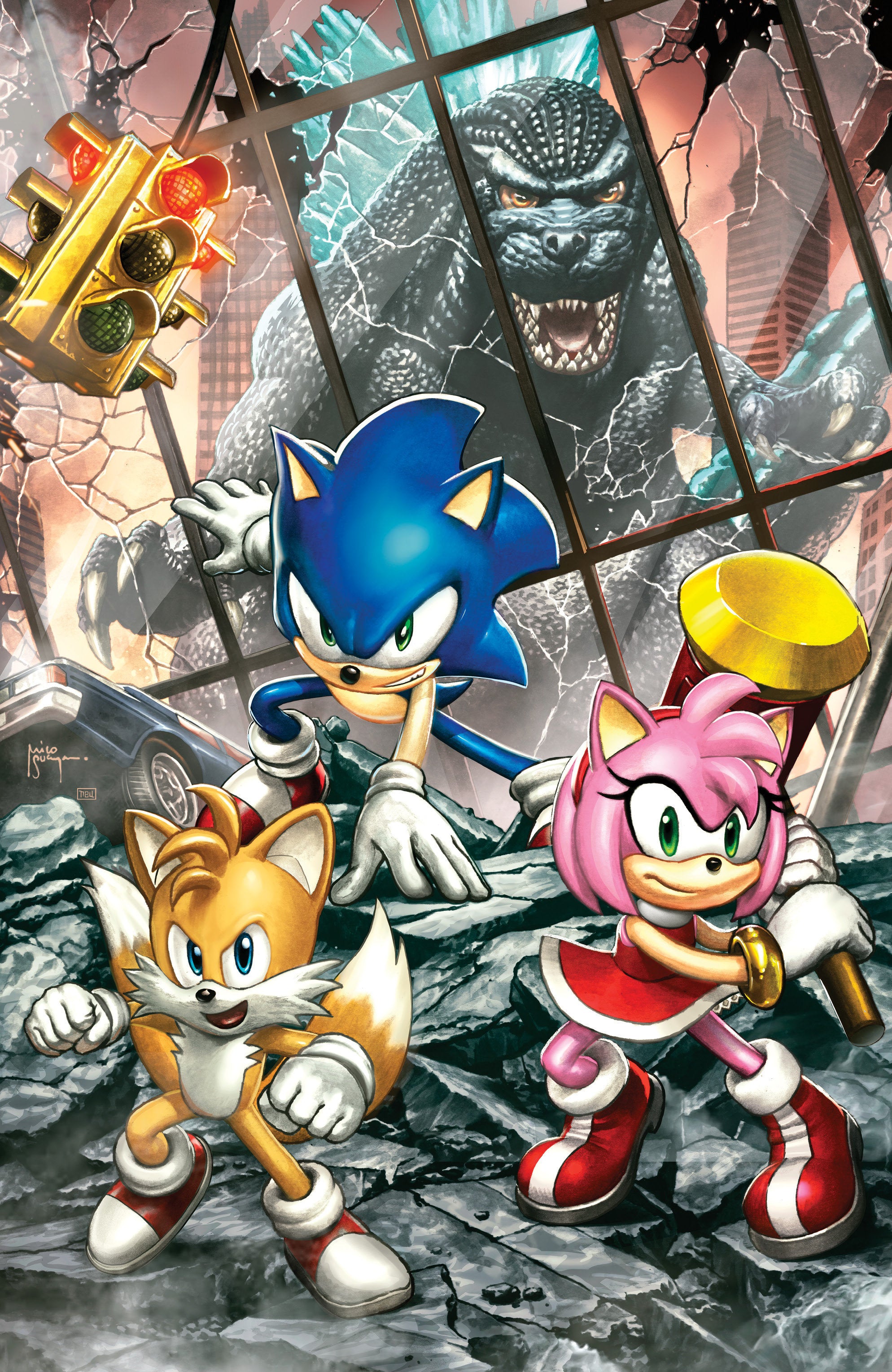 Sonic the Hedgehog x Godzilla #1 Variant RI (1:75) (Suayan Full Art)