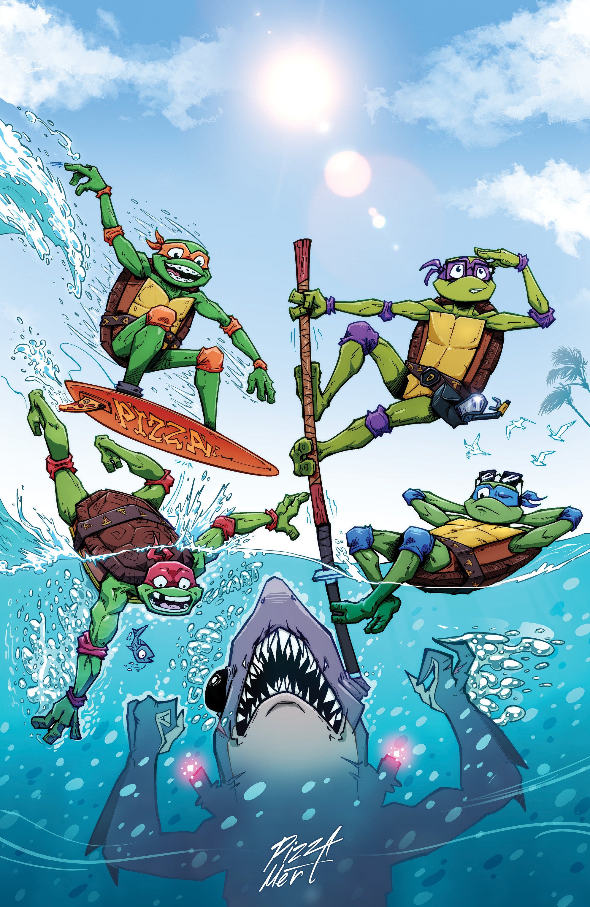 Tales of the Teenage Mutant Ninja Turtles: Coastal Chaos #1 Variant RI (1:25)) (Pizza Mert Full Art)