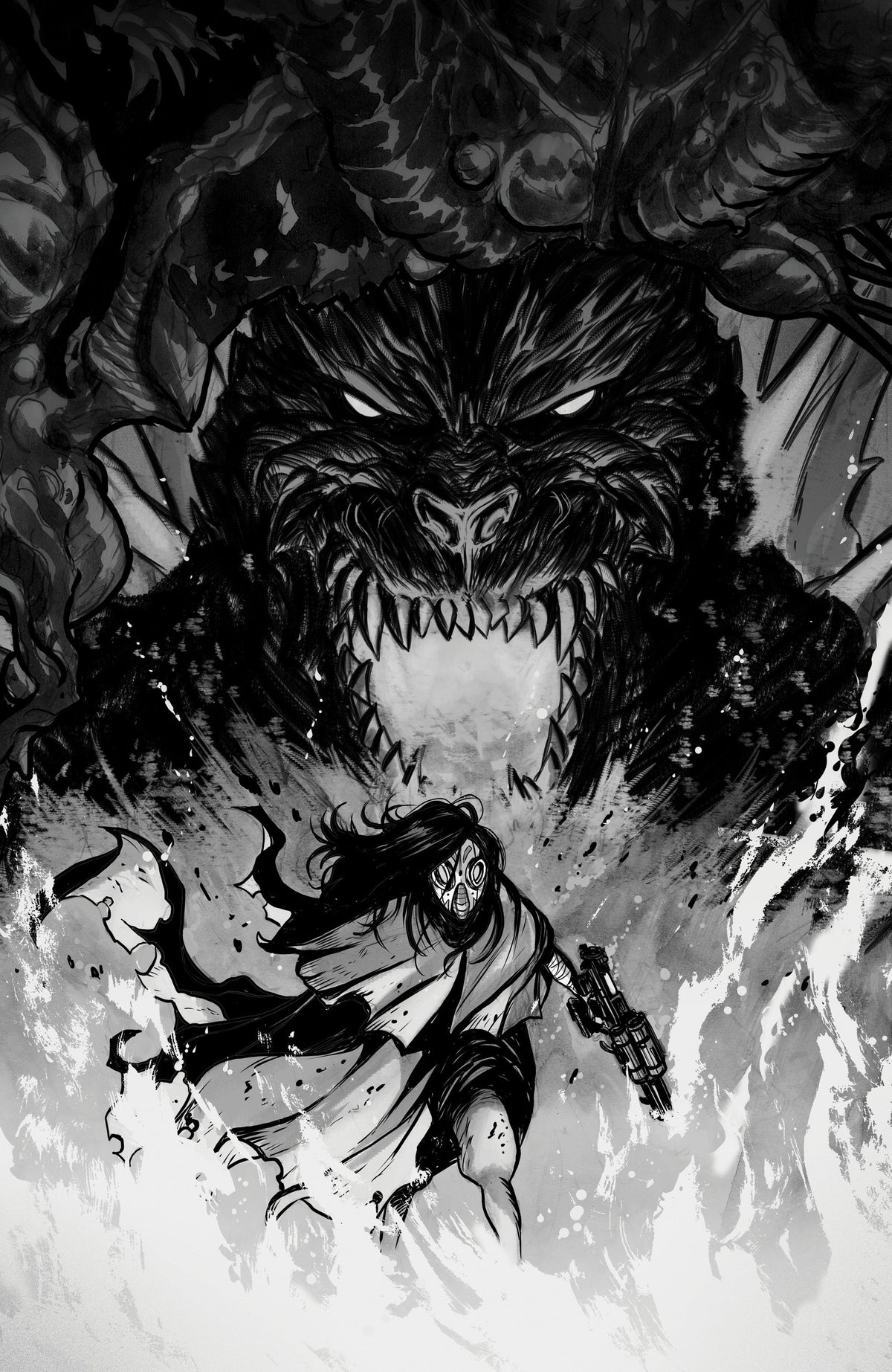 Godzilla: Revenge of the Deadzone [Kai-Sei Era] #2 Variant RI (1:10) (Tunica B&W Full Art)